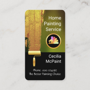 Gold Paint Brush Painting Wall Business Card