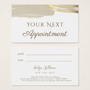 Gold Paint Brush Strokes Appointment Card