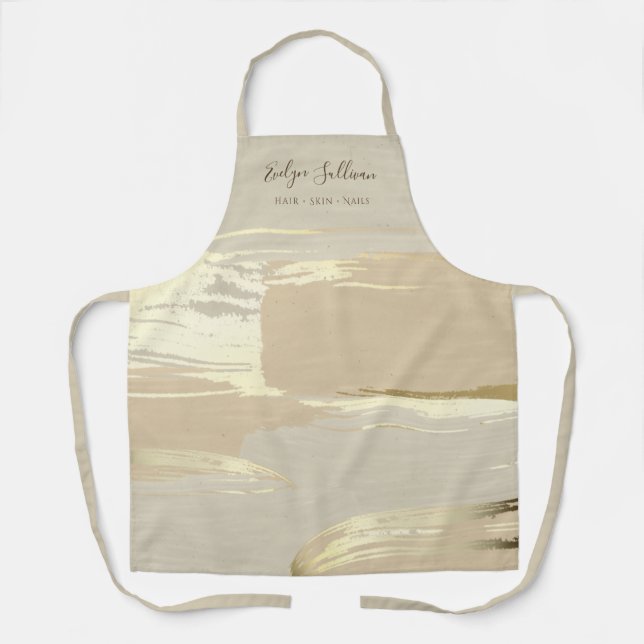 Gold paint brush strokes beauty professional apron (Front)