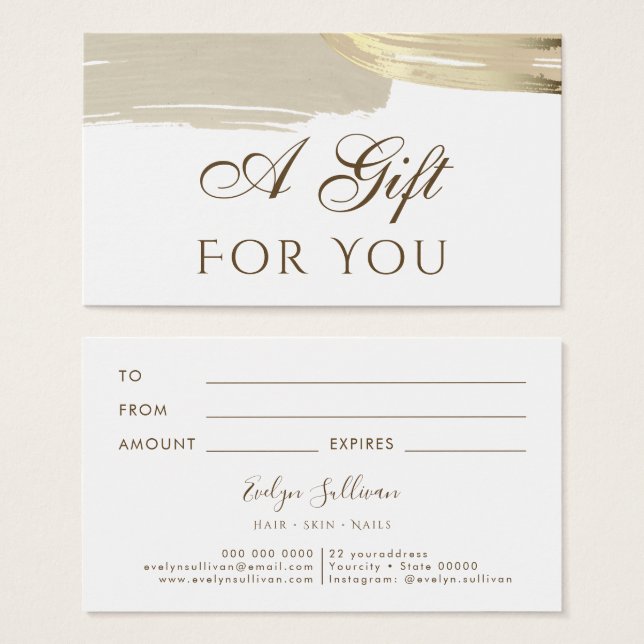 Gold Paint Brush Strokes Gift Card (Front & Back)