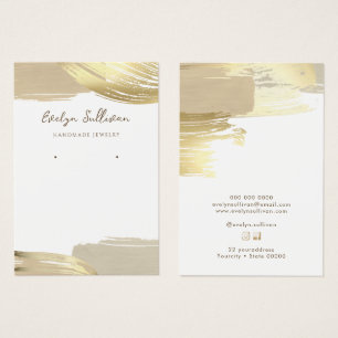 Gold paint brush strokes jewellery display card
