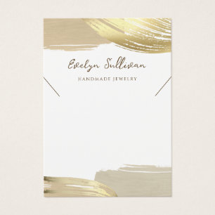 Gold paint brush strokes necklace display card