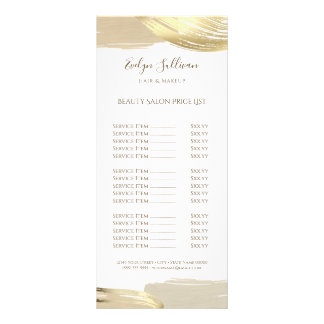 Gold paint brush strokes price list rack card