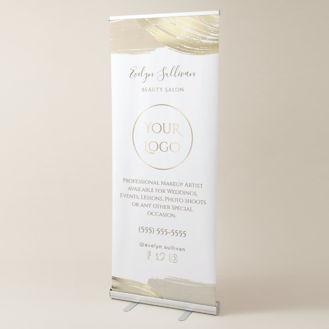 Gold Paint Brush Strokes Retractable Banner (3/4)