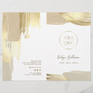 Gold paint brush strokes service menu brochure