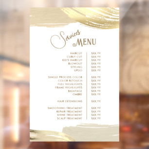 Gold Paint Brush Strokes Services Menu Window Cling