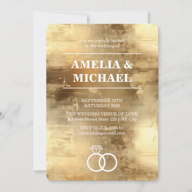 Gold Paint Elegant Wedding Invitation  (Front)
