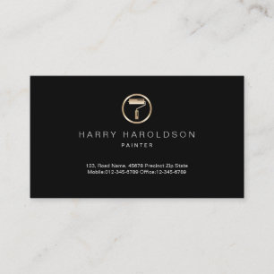 Gold Paint Roller Icon Painter Business Card