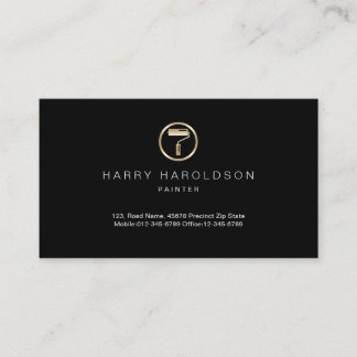 Gold Paint Roller Icon Painter Business Card