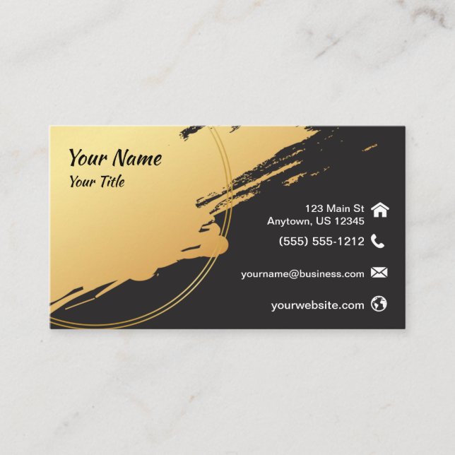 Gold Paint Splash Business Card (Front)