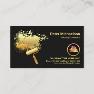 Gold Paint Splatter Roller Brush Painting Business Card
