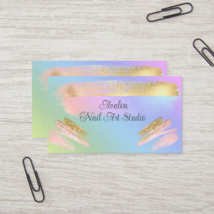 Gold Paint Streaks Nail Art Business Card