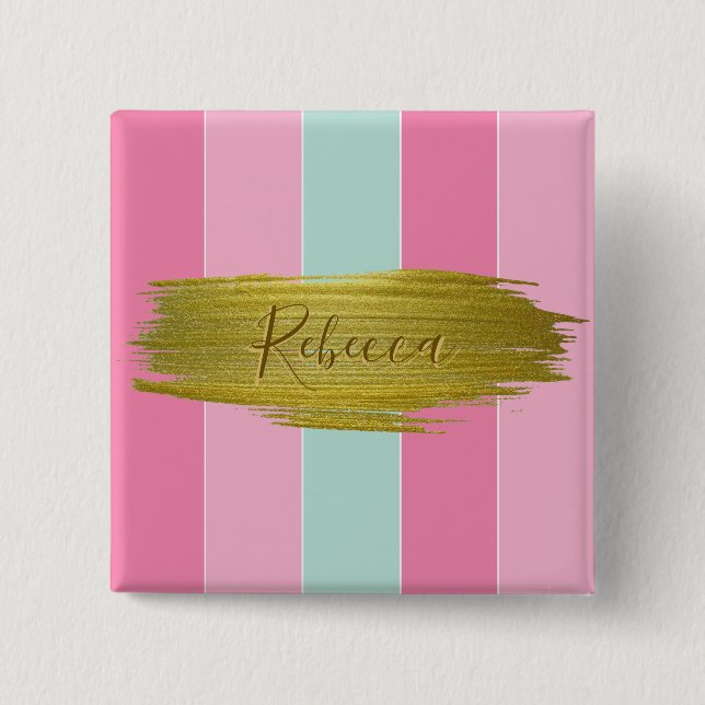 Gold Paint Stroke Colourful Stripes - Button (Front)