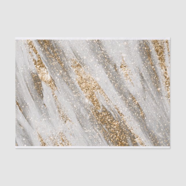 Gold Paint Strokes Pattern Tissue Paper (Front)