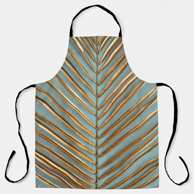 Gold Painted Tropical Palm Pattern Apron (Front)