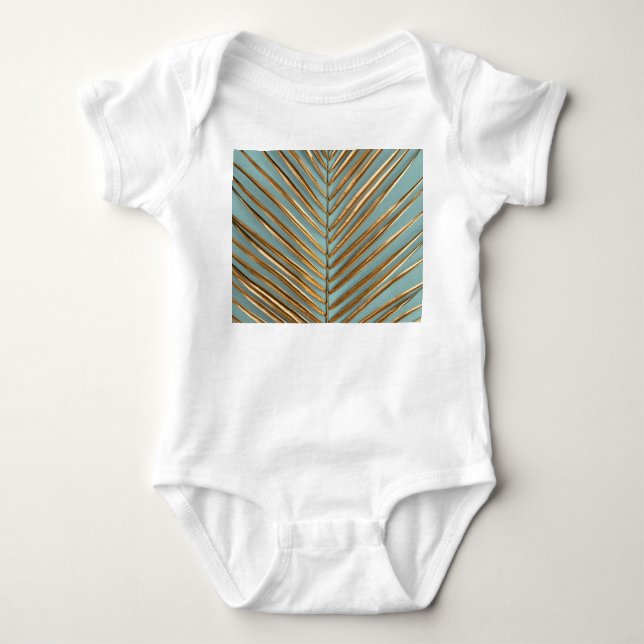 Gold Painted Tropical Palm Pattern Baby Bodysuit (Front)