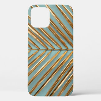 Gold Painted Tropical Palm Pattern iPhone 12 Case