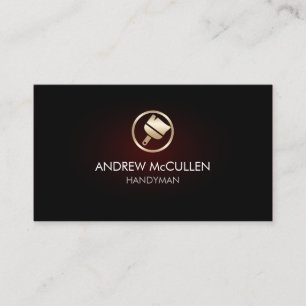 Gold Painter Paint Brush Icon Red Glow Business Card