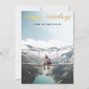 Gold Painting Happy Holidays Christmas Holiday Card