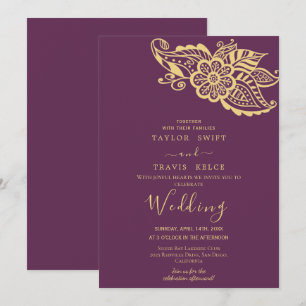 Gold Paisley Indian Wedding Invitation