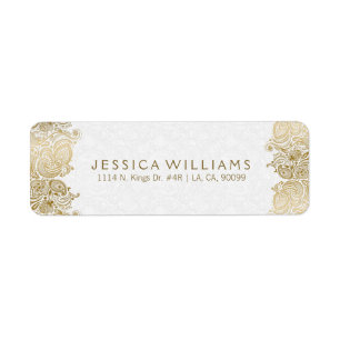 Gold Paisley Lace On White