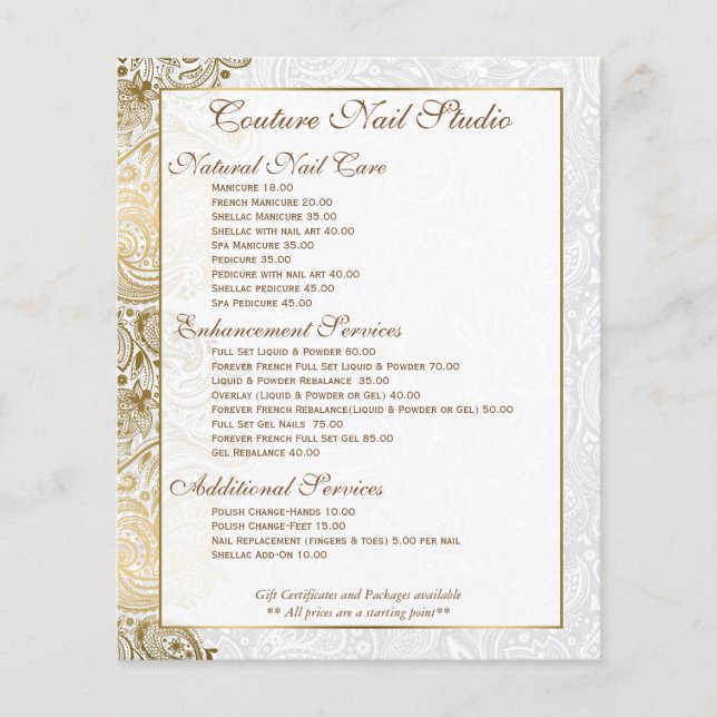 Gold paisley Lace White Background Flyer (Front)