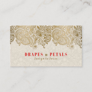 Gold Paisley Lace With Cream Background Business Card