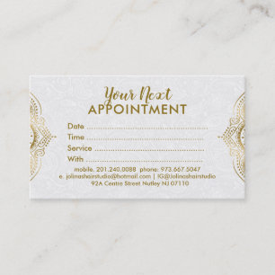 Gold Paisley Mandala Lace Appointment Card