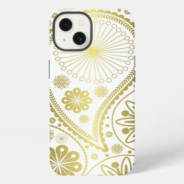 Gold paisley pattern iPhone case (Back)