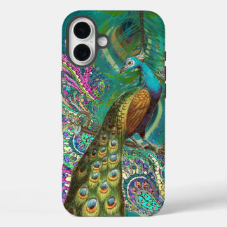 Gold Paisley Peacock & Feathers iPhone 16 Plus Case