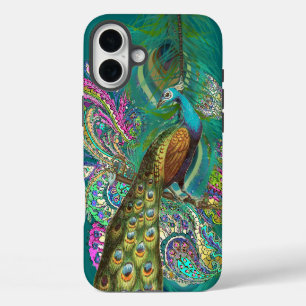 Gold Paisley Peacock & Feathers iPhone 16 Plus Case