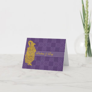 Gold Paisley & Purple Personalized Note Card
