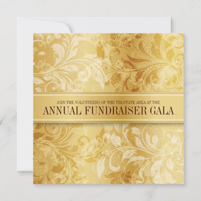 Gold Paisley Swirl Event Invitation (Front)