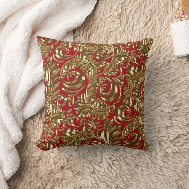 Gold Paisley Throw Pillow (Blanket)