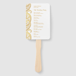 Gold Paisley Traditional Indian Wedding Program Hand Fan