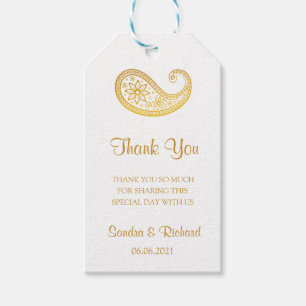Gold Paisley Traditional Indian Wedding Thank You Gift Tags