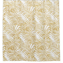 Gold Palm Bath Shower Curtain