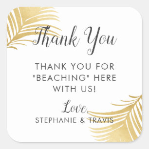 Gold Palm Beach Thank You Hotel Favour Label