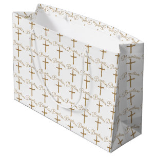 Gold Palm Cross Baptism  Large Gift Bag