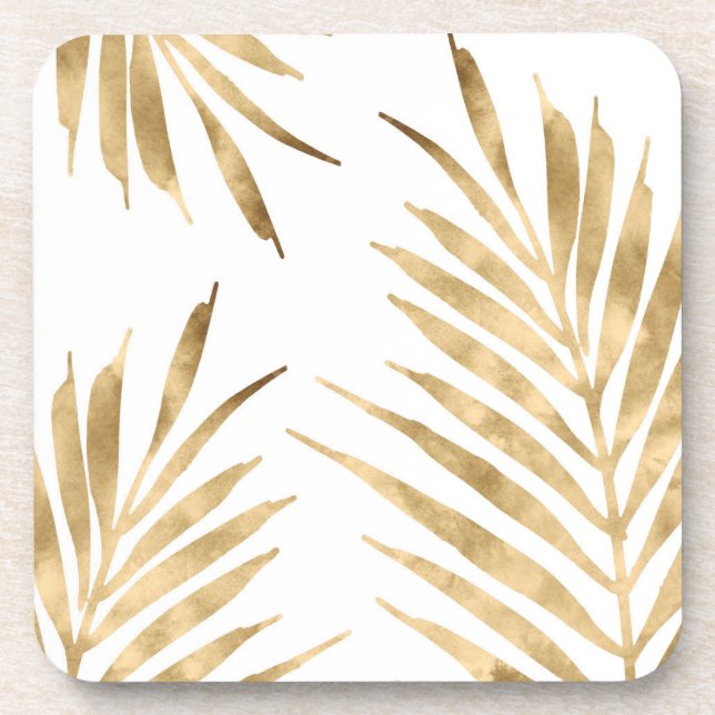 Gold Palm Fronds Coaster (Front)