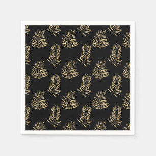 Gold Palm Leaf minimalist black Wedding Napkin