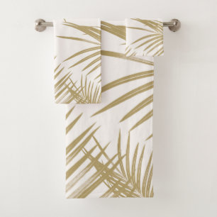 Gold Palm Leaves Dream #1 #tropical Bath Towel Set