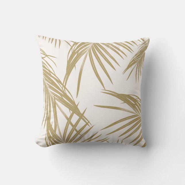 Gold Palm Leaves Dream #1 #tropical Cushion (Front)