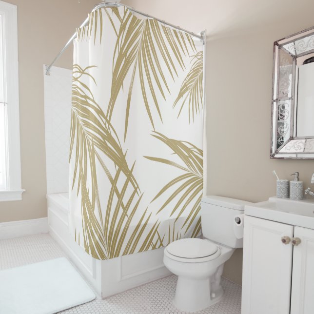 Gold Palm Leaves Dream #1 #tropical Shower Curtain (In Situ)
