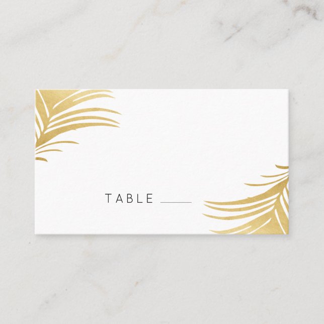 Gold Palm Leaves Modern Beach Place Cards (Front)