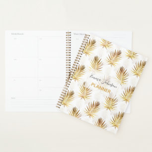 Gold Palm Leaves White Artwork Planner
