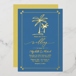 Gold Palm Tree Coastal Chic Wedding