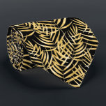Gold Palm Tree Fronds Tropical Black Tie<br><div class="desc">Tropical gold palm tree fronds on a black background (or any color), this men's neck tie is cool for the office, a night on the town, a wedding, for the groom or groomsmen or give as a gift to your husband, dad, brother or best friend. Make a statement! More designs...</div>