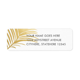 Gold Palm Tree Leaves Modern Return Address