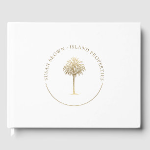 Gold Palm Tree Logo Guest Book